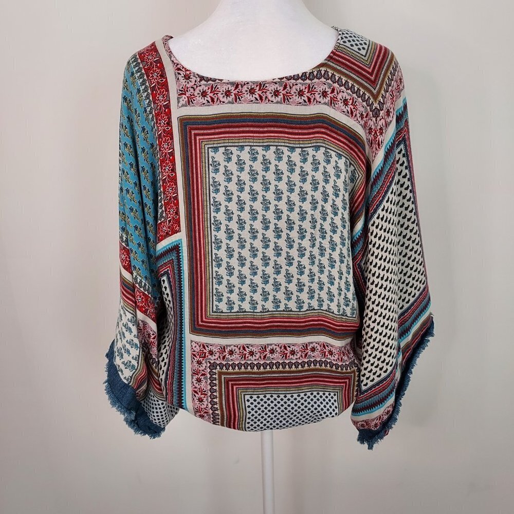 Zara Basic Patchwork Zip Up Dolman Sleeve Top - image 5